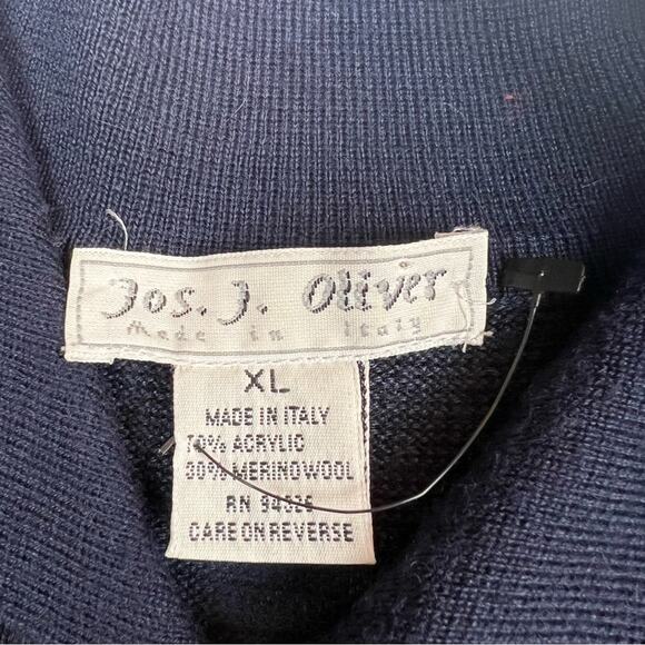 Jos J Oliver Mens XL Sweater Blue Made in Italy Merino Wool blend striped FLAW - Picture 14 of 16